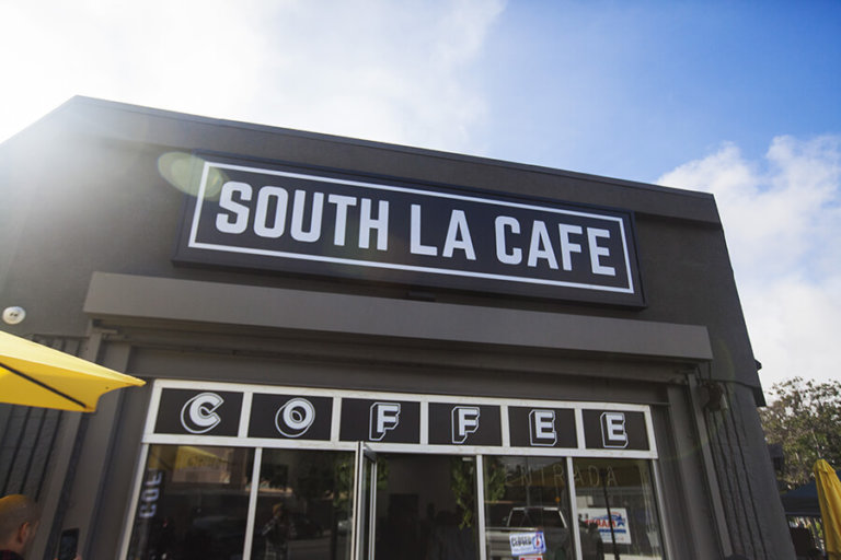 An exterior shot of South LA Cafe.