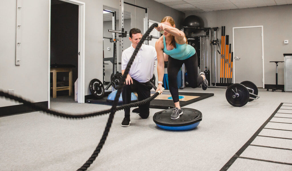 Patient doing physical therapy