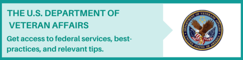 Graphic with link to the U.S. Department of Veterans Affairs, get access to federal services, best practices, and relevant tips.