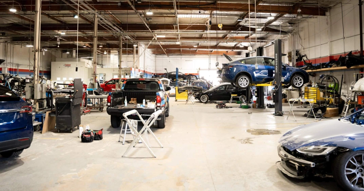 Tesla auto repair facility in Santa Ana, Southern California purchased through the SBA 504 commercial real estate loan program.