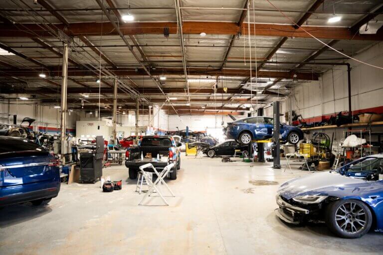 Tesla auto repair facility in Santa Ana, Southern California purchased through the SBA 504 commercial real estate loan program.