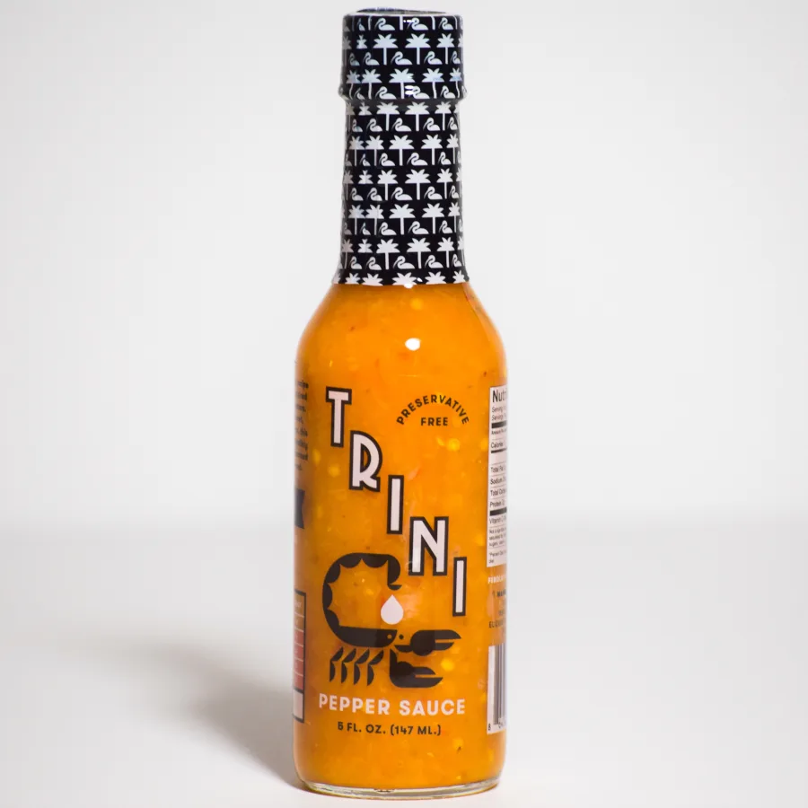 Trini Pepper Sauce - Original: A balanced combination of heat and flavor with scotch bonnet and scorpion peppers.