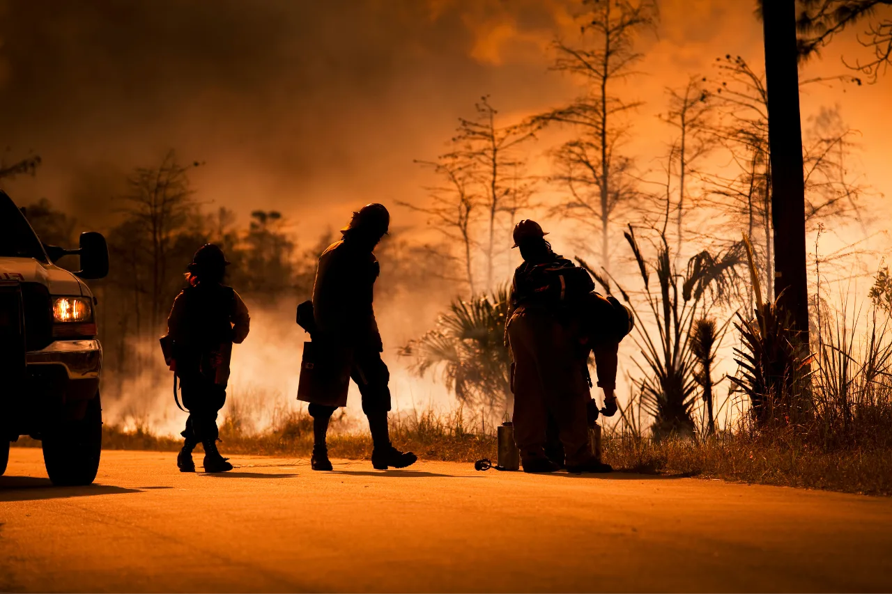 SBA Disaster Loan Los Angeles Wildfires 2025 firefighters at work in the wildfires