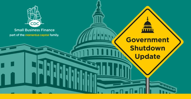 Graphic with the U.S. Capitol and a sign reading, "Government Shutdown Update"
