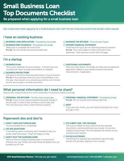 Download "Be Prepared When Applying for a Small Business Loan: Top Documents Checklist" (PDF)