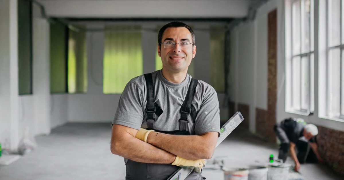 Commercial interior under renovation during tenant improvements and build-out.